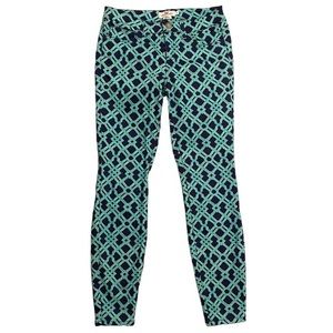 Vineyard Vines skinny jeans teal and navy print size 0 28” inseam